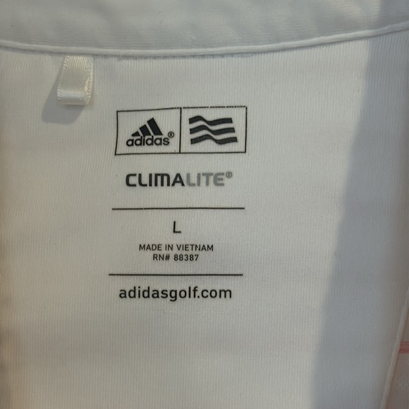 Adidas Climalite Pink White Stripe Embroidered Crofton Country Club Golf Shirt - Picture 4 of 12